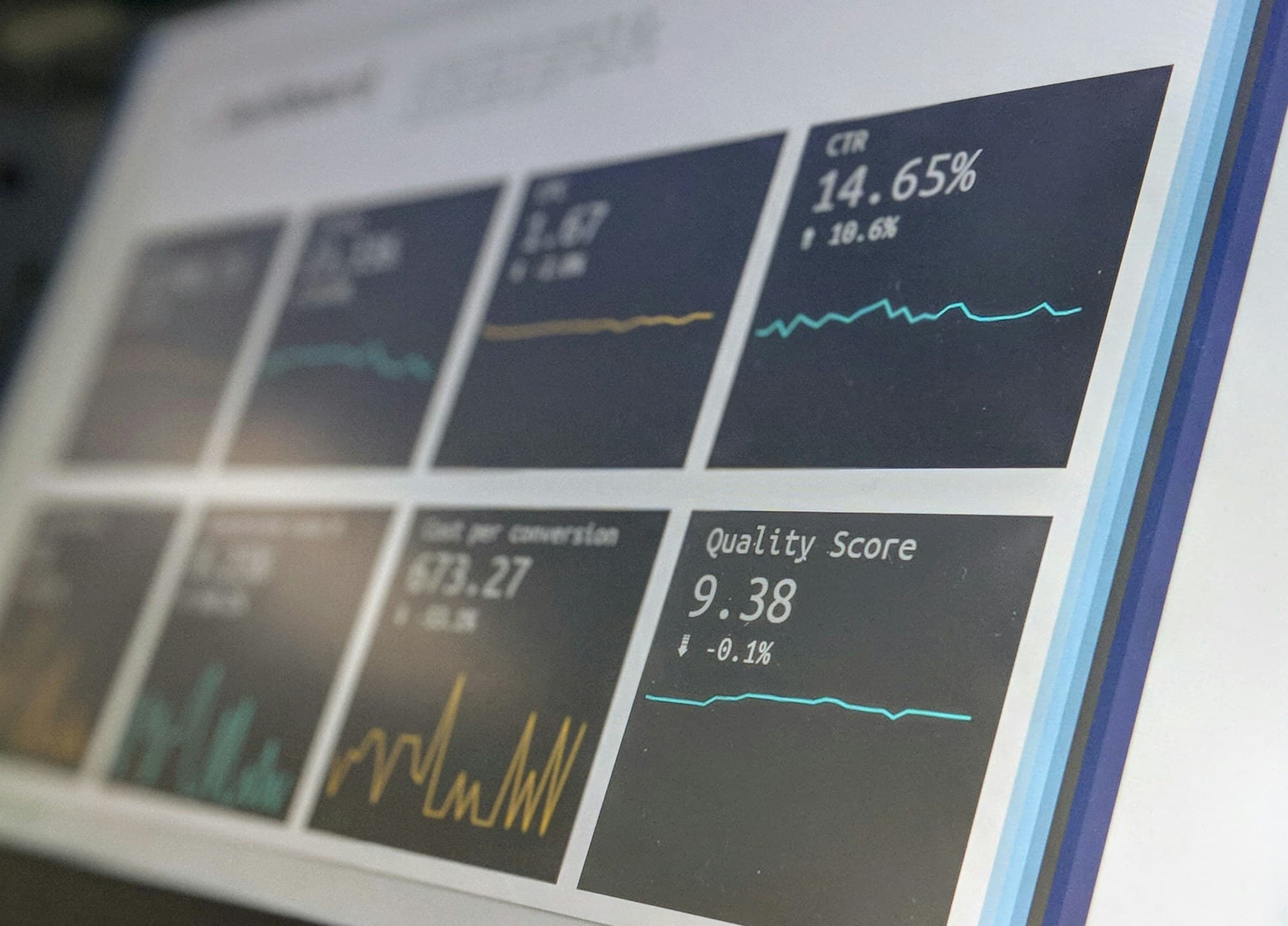 Écran affichant un tableau de bord d'indicateurs de performance